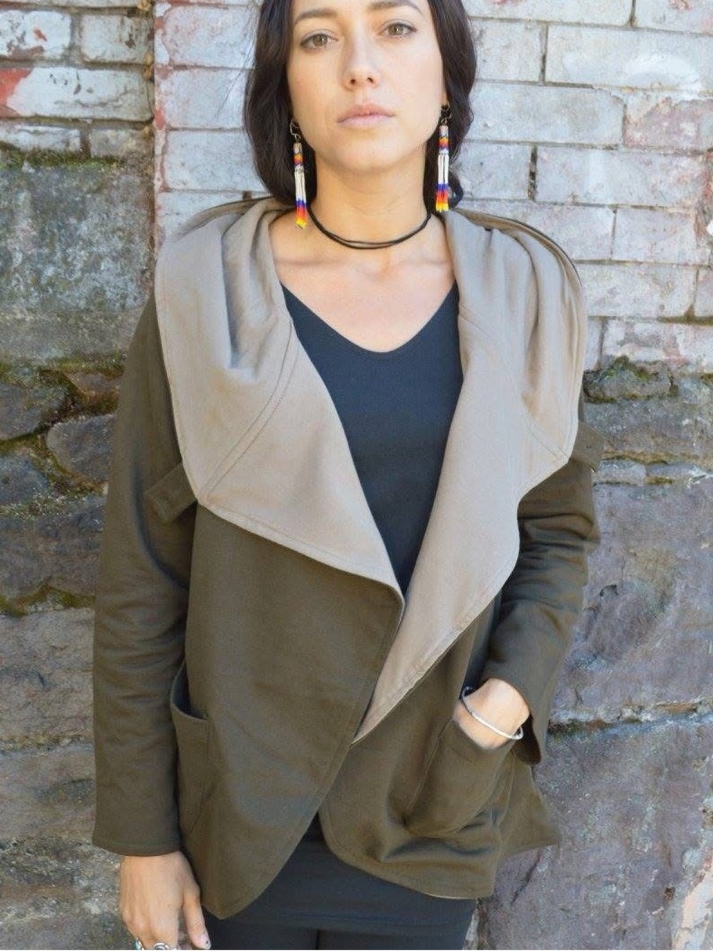 Olive Hooded Wrap Jacket by Una Pluma  Kathmandu coat in XL - NWOT